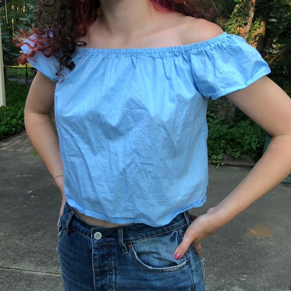Light blue crop top